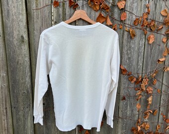 Vintage 80's/90's Unbranded White Long Sleeve Thermal Shirt Size