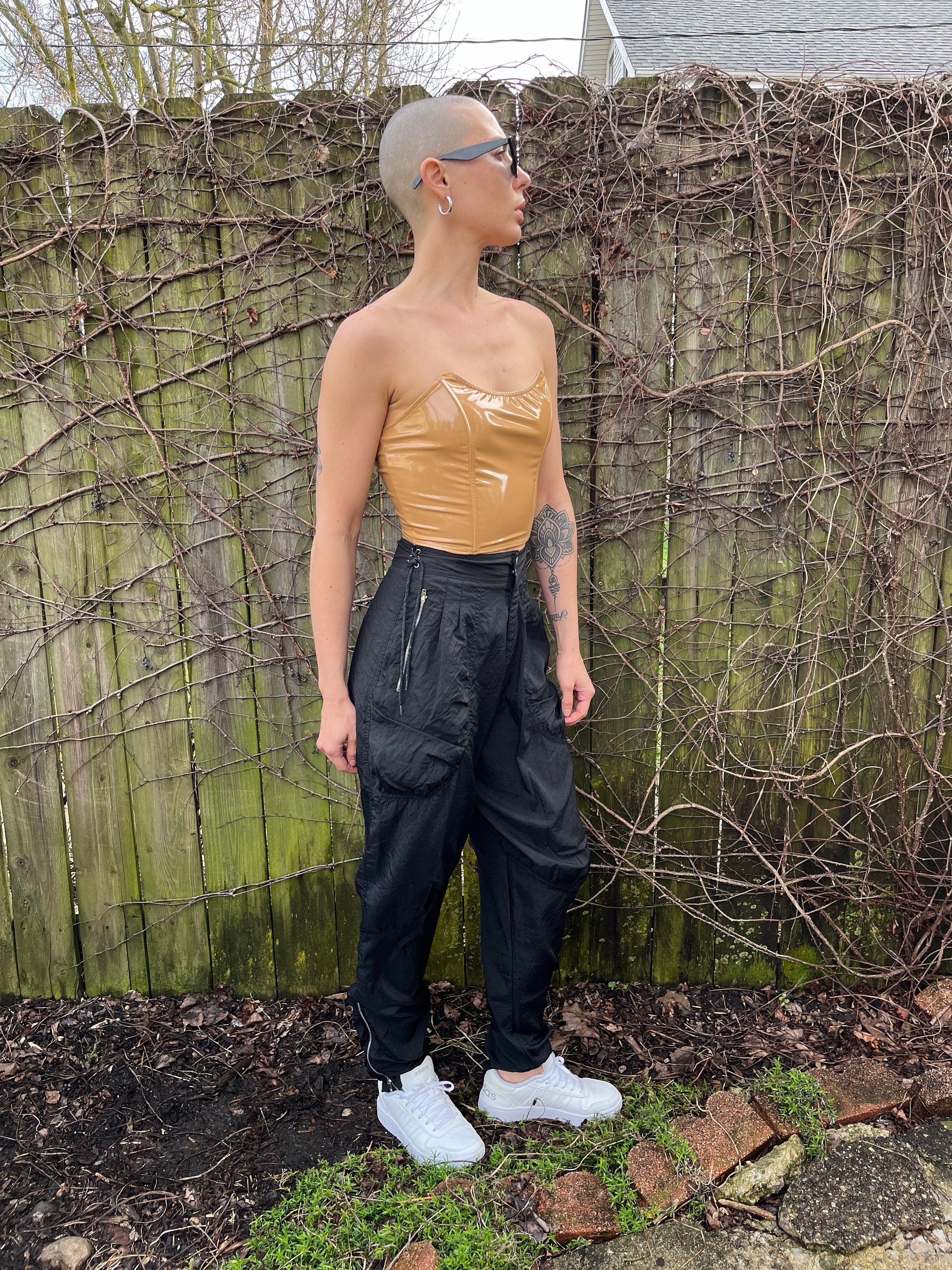 Vintage 80's Yu-no 100% Nylon Black Parachute Style Pants