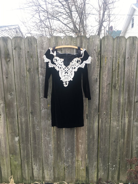 Vintage 80's Scott McClintock Black Velvet Off th… - image 2