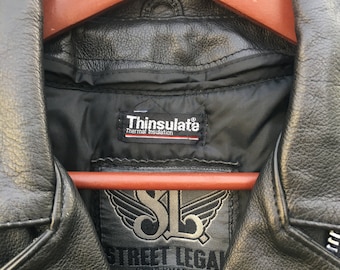 Vintage 90's Street Legal Black Leather Zip up Long Sleeve