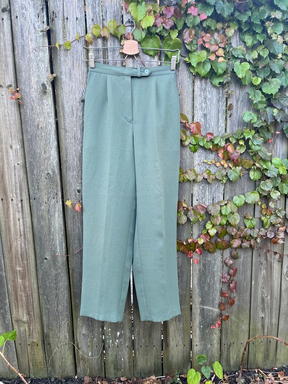 Vintage 80 s Koret Petites High Waist Green Straight Leg Elastic Waist Dress Pants Size 2 4 Etsy UK