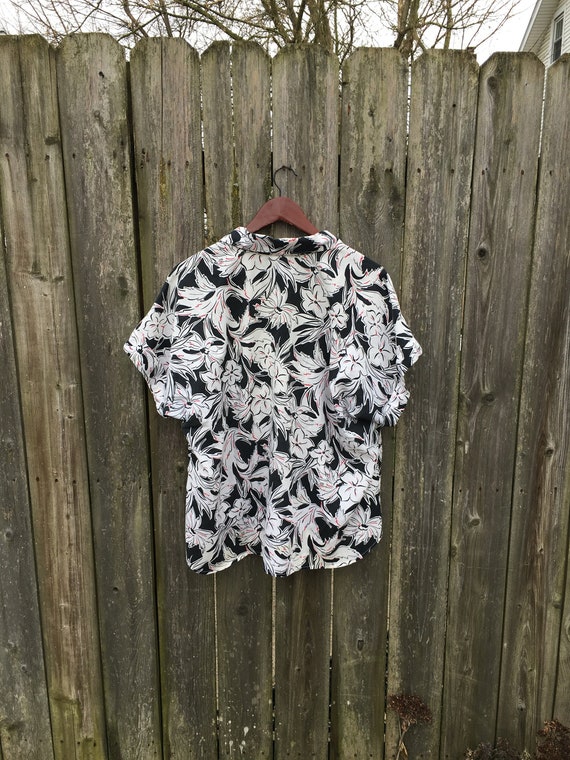 Vintage 80's Tapestry Black and White Floral Patt… - image 8
