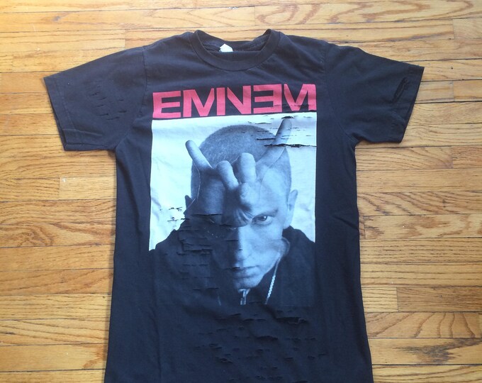 Thrashed up Eminem Devil Horns Portrait Rap Hip Hop Tshirt Etsy