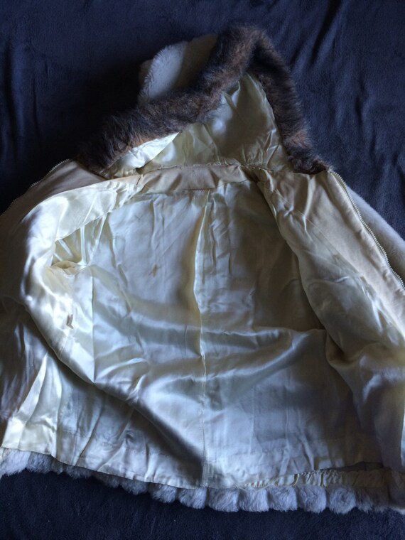 Vintage 90's Unbranded Off White And Brown Faux F… - image 6