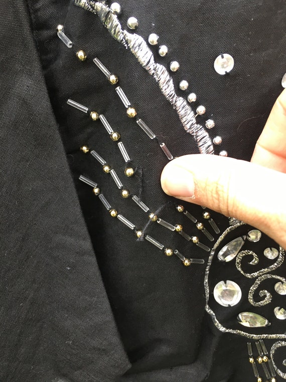Vintage 80's Gitano Black Button Up with Jewels a… - image 4
