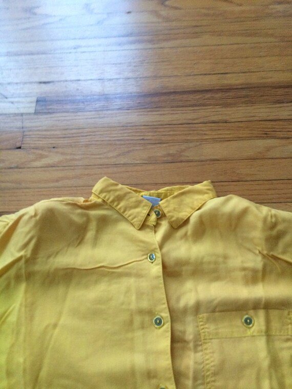 Vintage 80's Basic Essentials Short Sleeve Yellow… - image 7