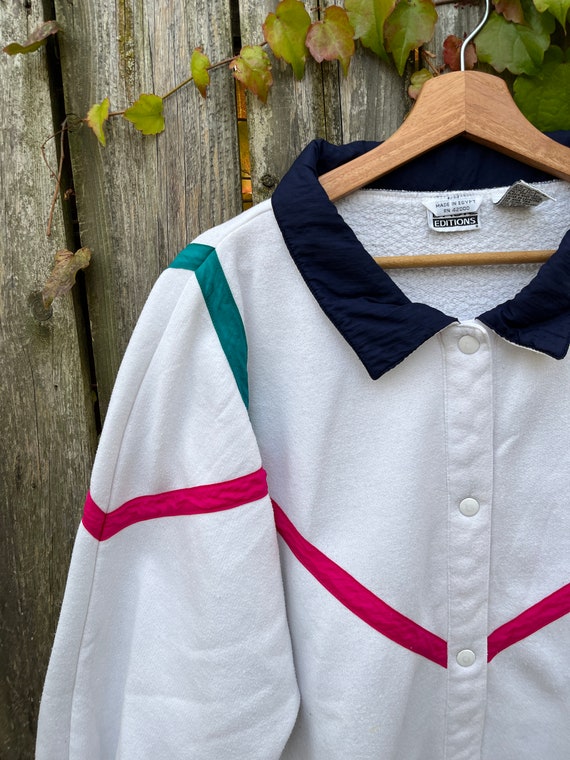 Vintage 90's Basic Editions White Polyester/Cotto… - image 3