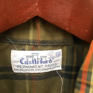 Vintage 60's/70's Castleford Permanent Press Green and Blue Plaid Long ...