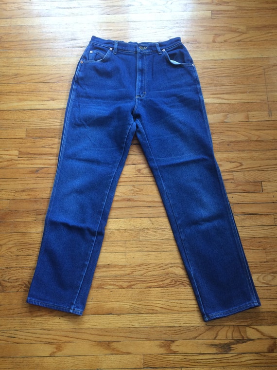 Vintage 80's Lee Denim High Waist Dark Wash Strai… - image 3