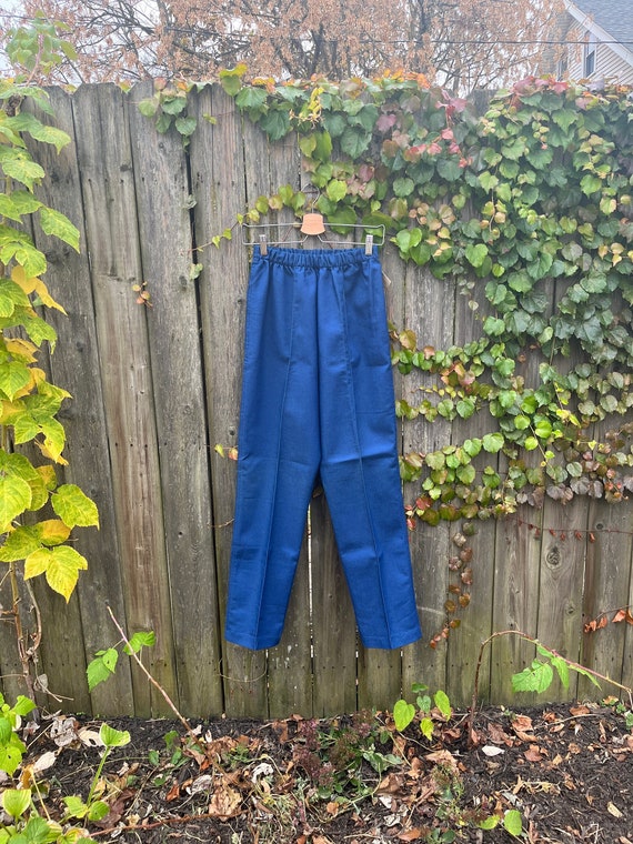 Vintage 80 s Sears Azul oscuro Cintura alta Algod n Poly Blend
