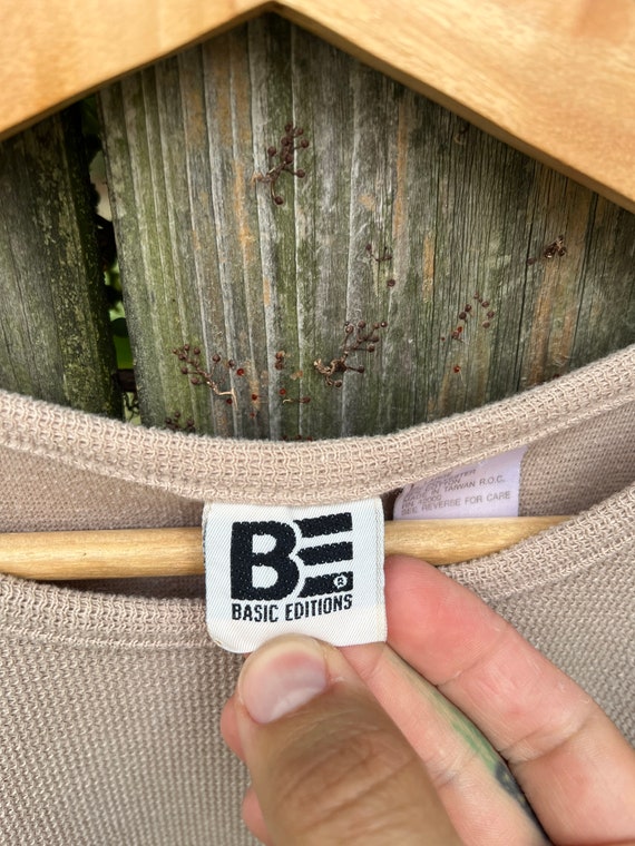 Vintage 90's Basic Editions Beige Polyester Cotto… - image 4