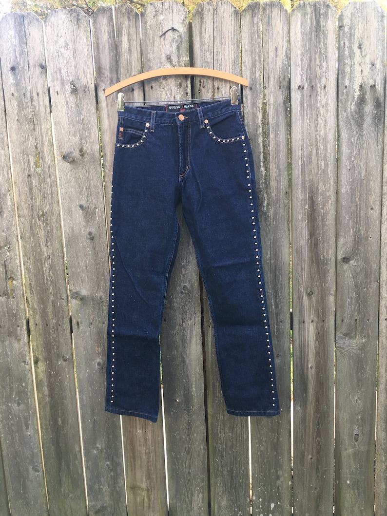 Vintage 90's Guess Jeans Dark Wash Low Rise Studded Denim - Etsy