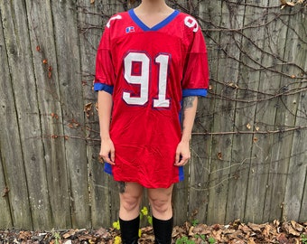 ほぼ新品 90s ブレーブス ユニフォーム Russell Athletic Vintage 90's Russell Athletic Red and Blue Long Buffalo Bills