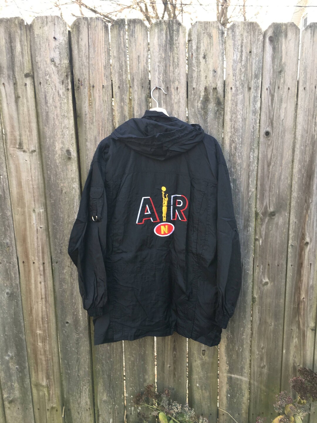【90s】NIKE JORDAN zip up nylon jacket Vintage 90's Nike Air Jordan Jacket Black Flight Zip