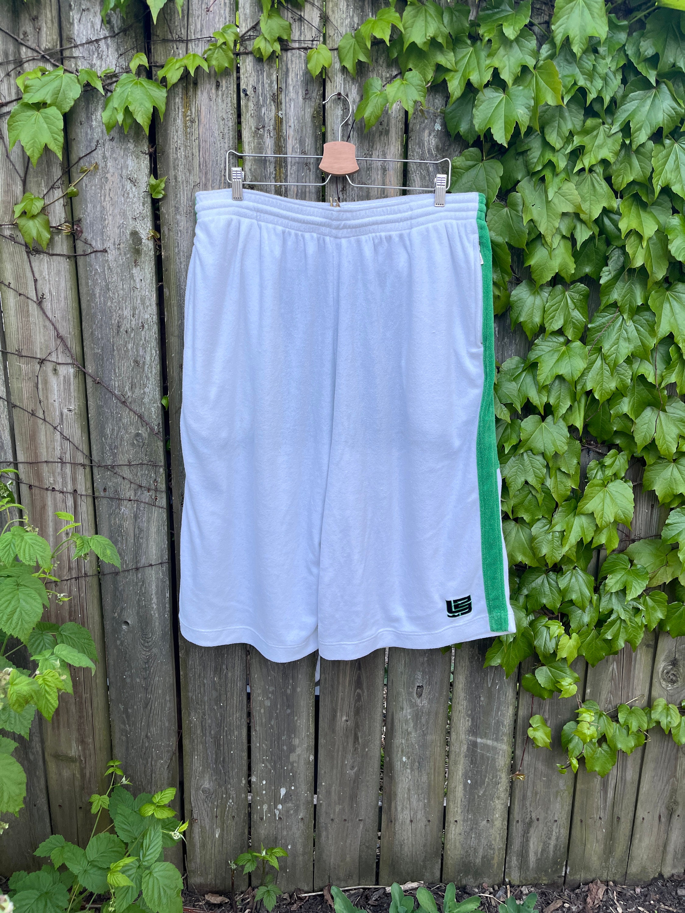 Vintage 2004 Lebron James Nike Green and White Terry Cloth Shorts