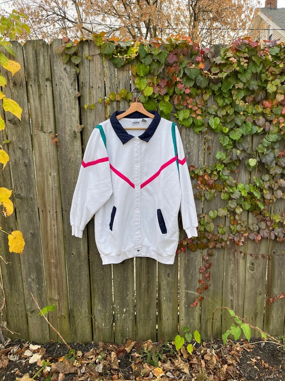 Vintage 90's Basic Editions White Polyester/Cotto… - image 1