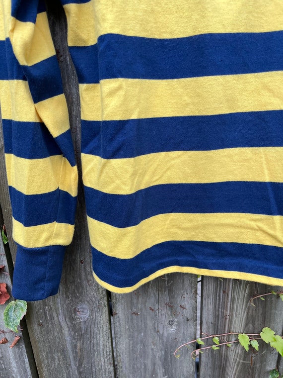 Vintage 70's JCPenney Blue and Yellow Striped Lon… - image 3