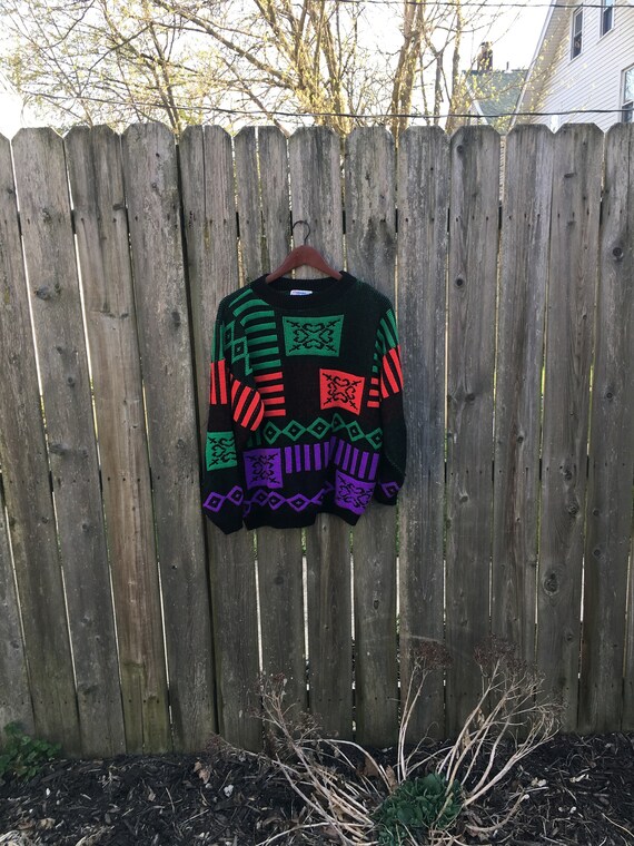 Vintage 80's Distinctive Sportswear Colorful Knit… - image 2