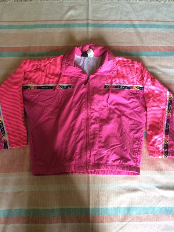 Vintage 80's Head Sportswear Pink Zip Up Long Sle… - image 1