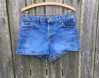 Vintage 90&#39;s L.E.I. Life Energy Intelligence Jeans Medium Wash High Waist Denim Jean Shorts Size 9