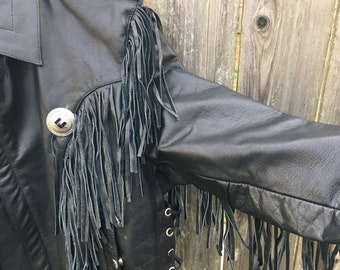 Vintage 90's LB Leather Bound Exclusive Black Leather Zip up