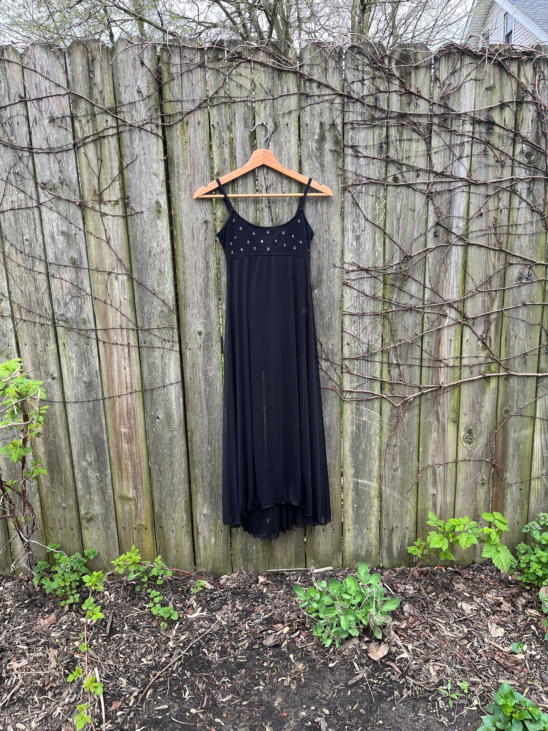 Vintage 90's Capezio Black Dance Style One Piece with Sheer Dress Size Small