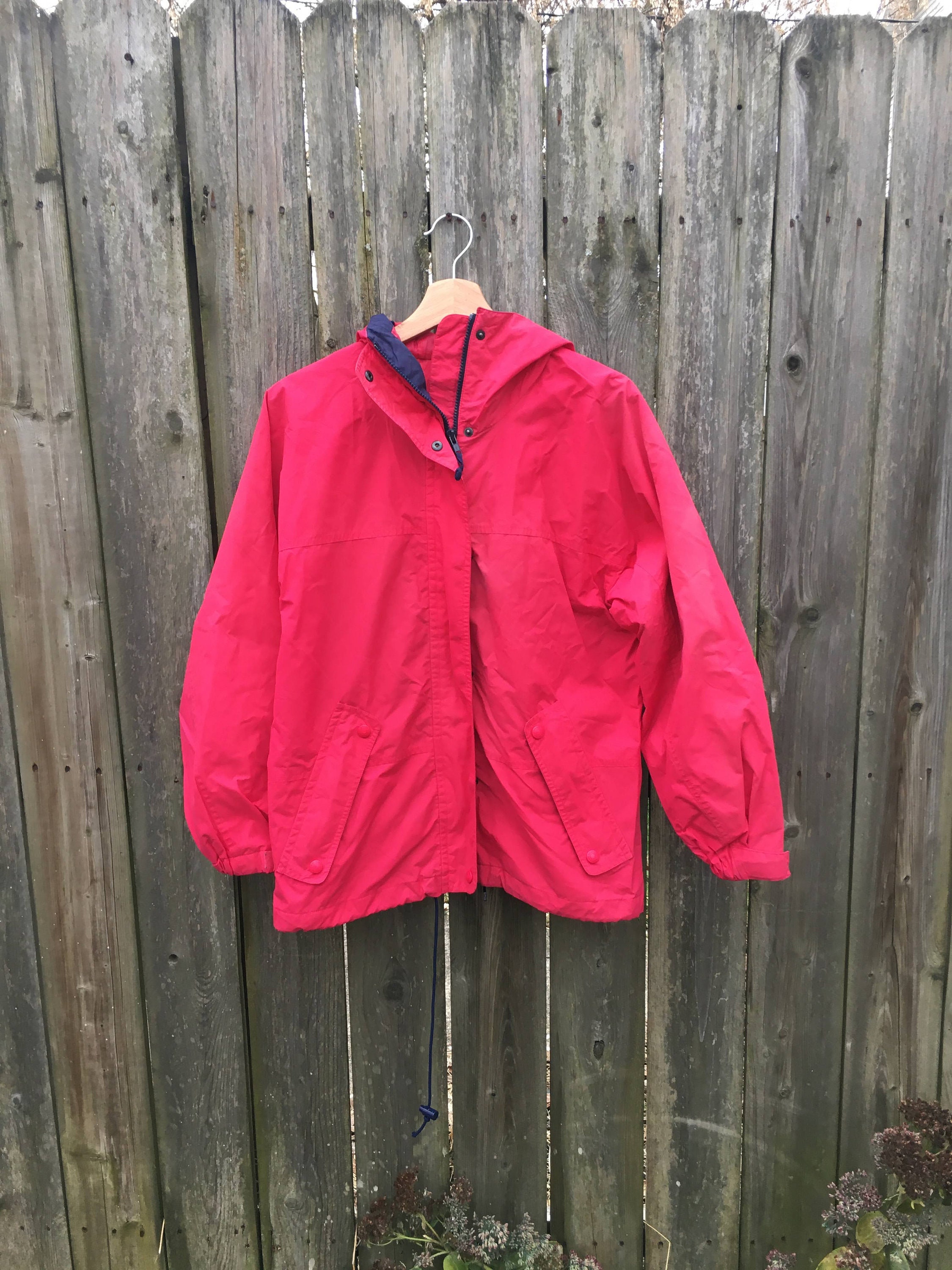 Vintage 90's Eddie Bauer Red 100% Nylon Zip up Jacket Size