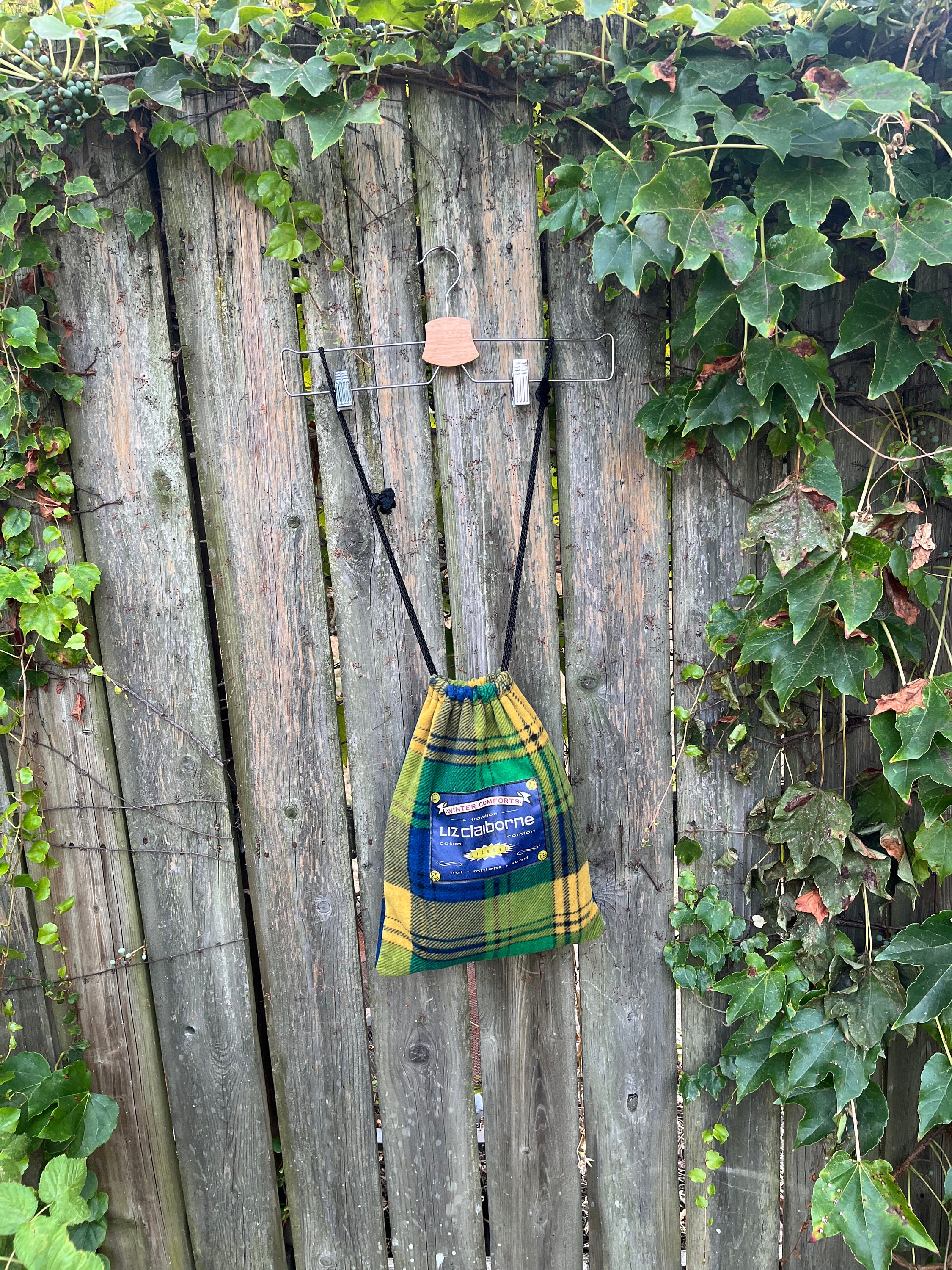 Vintage 90’s Liz Claiborne Plaid fleece blue green yellow winter hat women’s Liz Claiborne Hat - Etsy main image 2