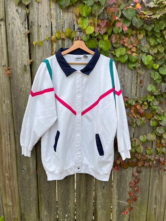 Vintage 90's Basic Editions White Polyester/Cotto… - image 2