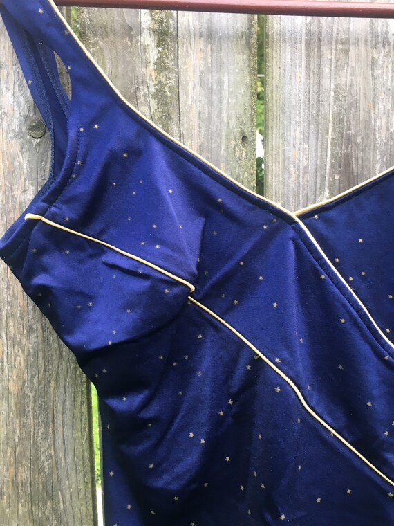 Vintage 80's unbranded Dark Blue Dotted Pattern S… - image 3