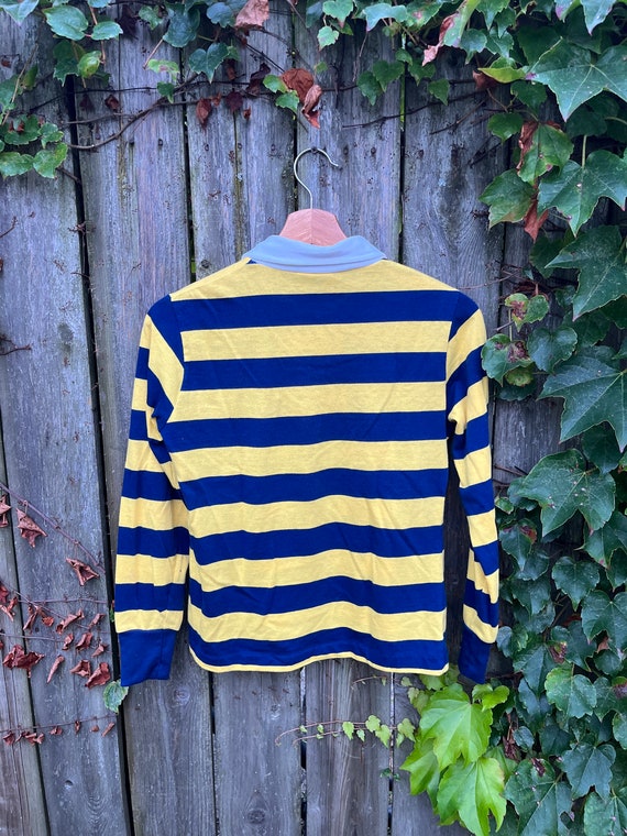 Vintage 70's JCPenney Blue and Yellow Striped Lon… - image 6