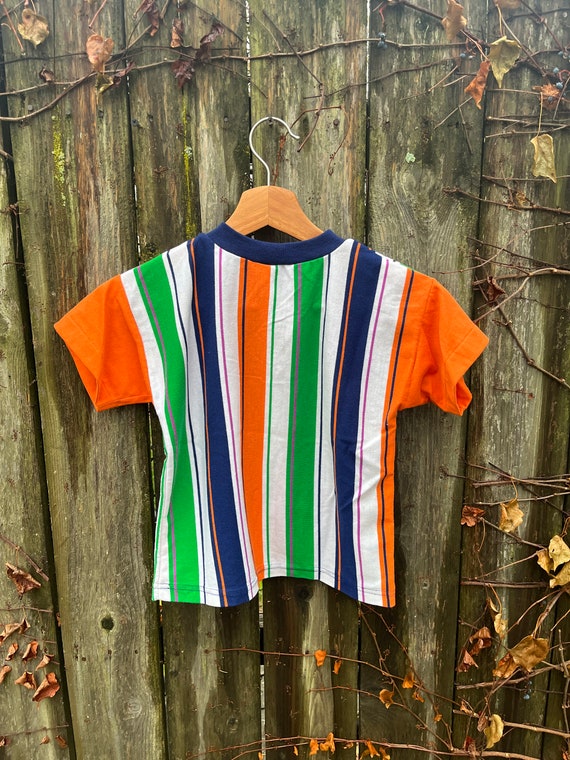 Vintage 80's Unbranded Colorful Striped Short Sle… - image 6