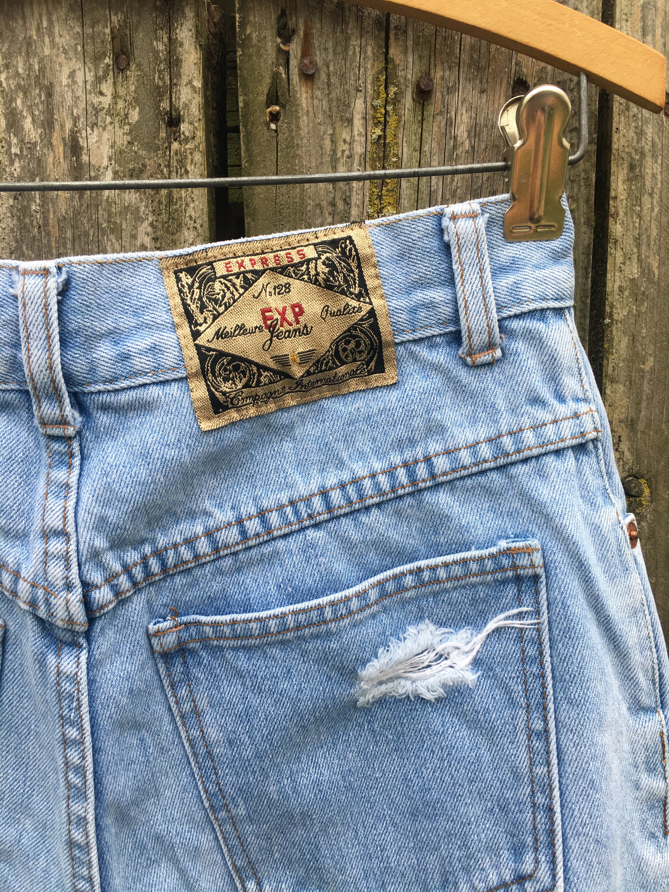 Vintage 90's Express Jeans Light Wash Distressed High Waist Vintage 90's Express Jeans Light Wash Distressed High Waist
