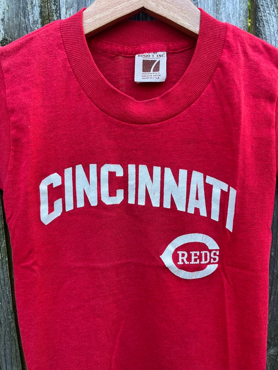 Vintage 80's Logo 7 Cincinnati Reds Cotton/Poly B… - image 3