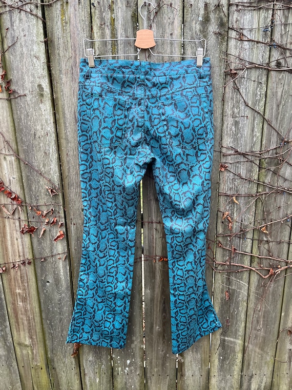 Vintage 2000's Revolt Jeans Company Blue Faux Snakeskin Print Mid