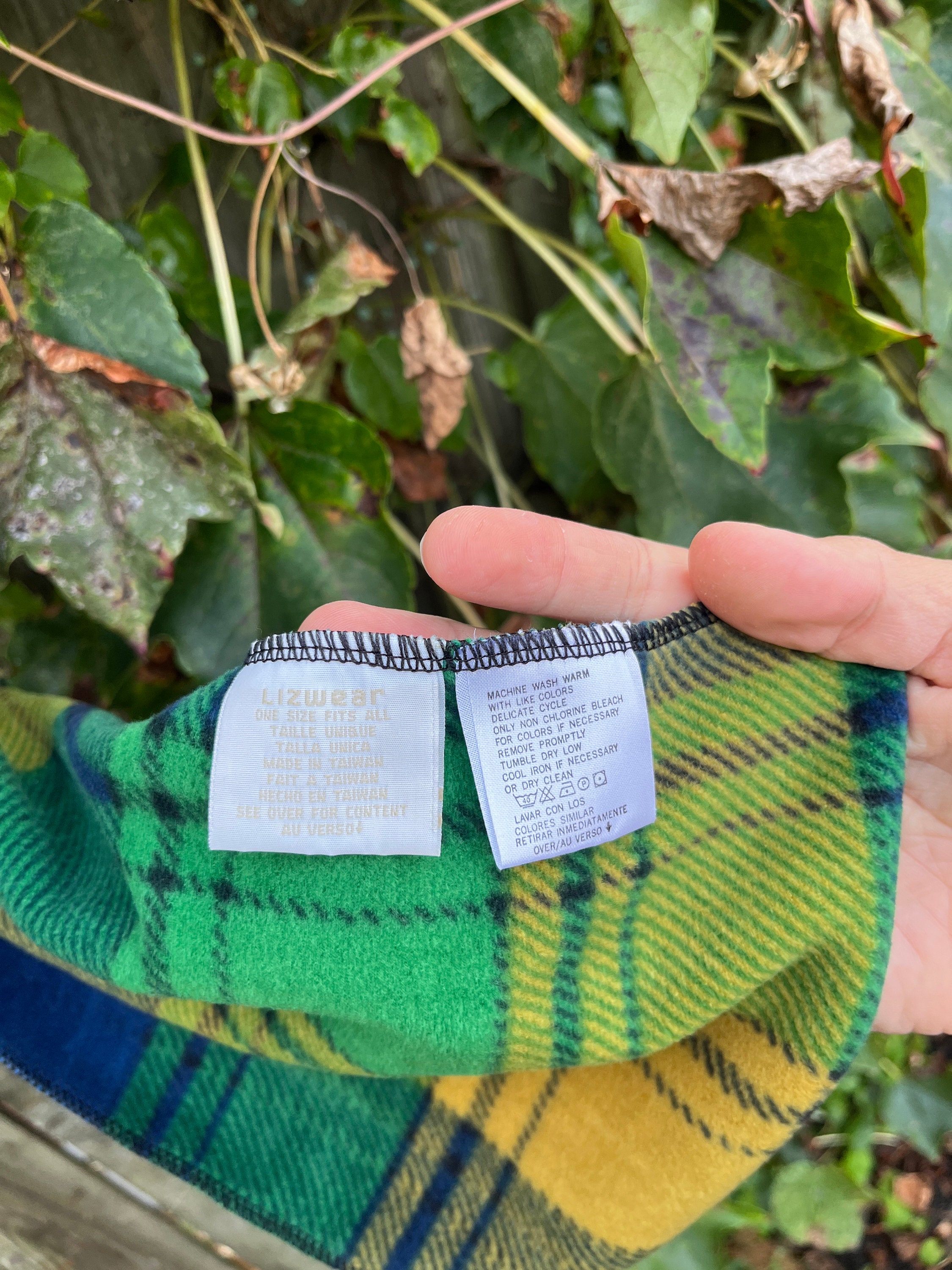 Vintage 90’s Liz Claiborne Plaid fleece blue green yellow winter hat women’s Liz Claiborne Hat - Etsy main image 4