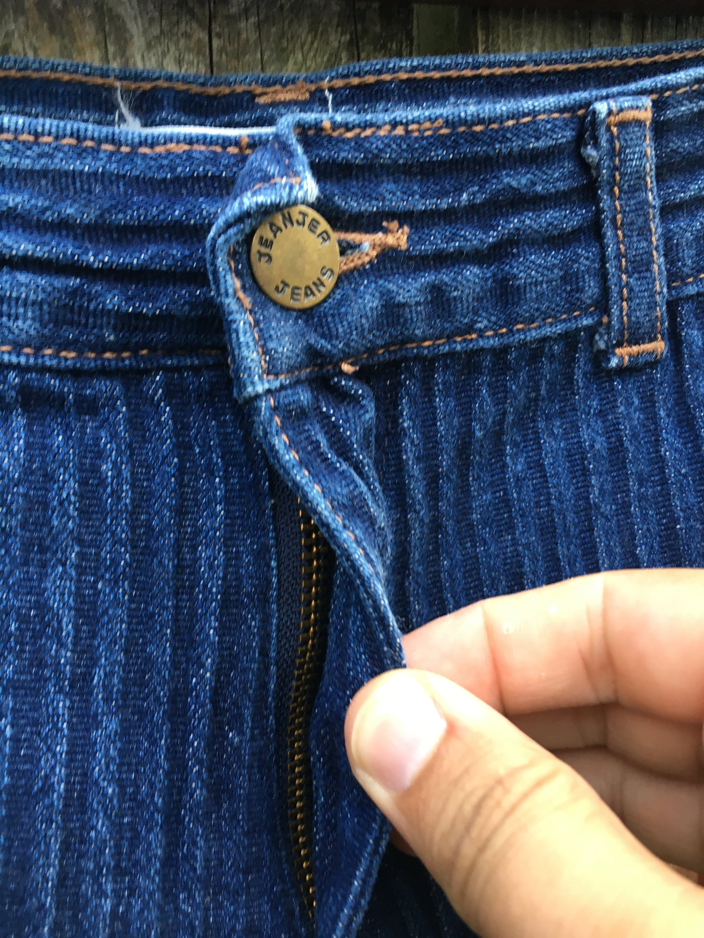 Vintage 80 s Jeanjer Dark Wash Textured High Waist Slim Fit Denim