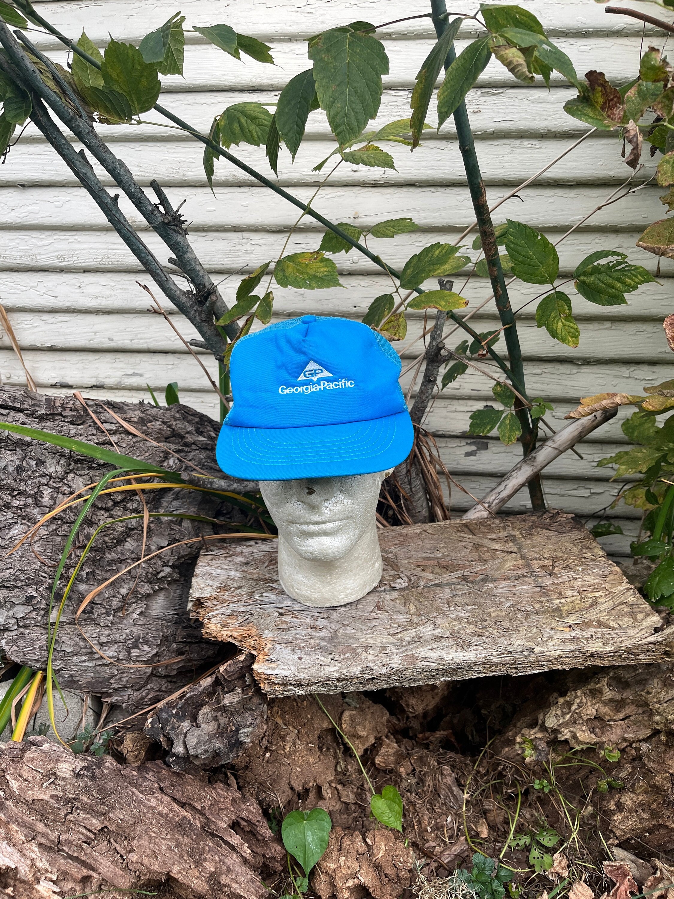 Vintage 80's Georgia-pacific Light Blue Mesh Back Snap Trucker Hat
