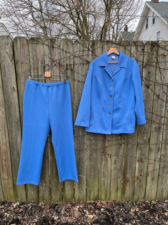 Vintage 70's Lady Graff Light Blue Denim Look Two… - image 2