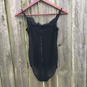 Vintage 90's Unbranded Black Lace See Thru One Piece Bodysuit Size Small image 9