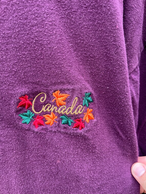 Vintage 90's Canada Embroidered Purple Short Slee… - image 3