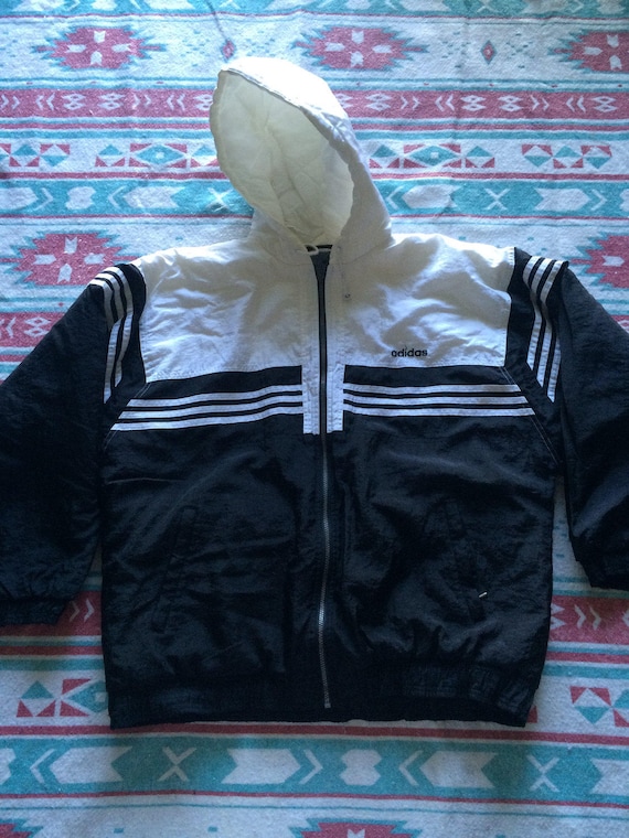 Vintage 90's Adidas Black and White Trefoil Thick Long - Etsy