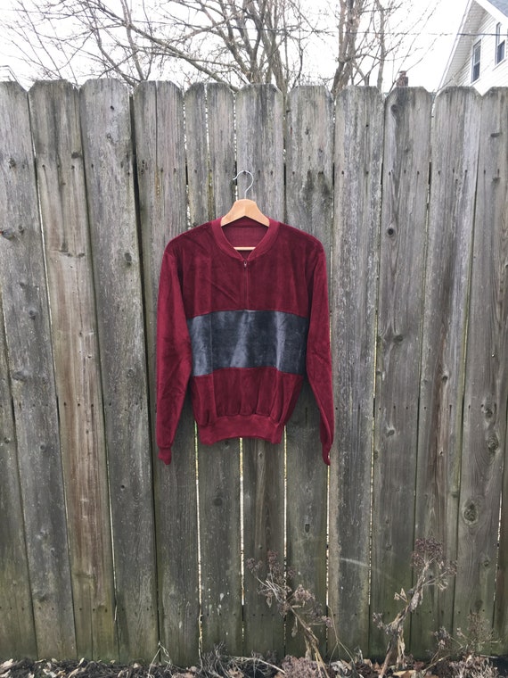 Vintage 60's/70's Unbranded Maroon and Gray Velve… - image 2