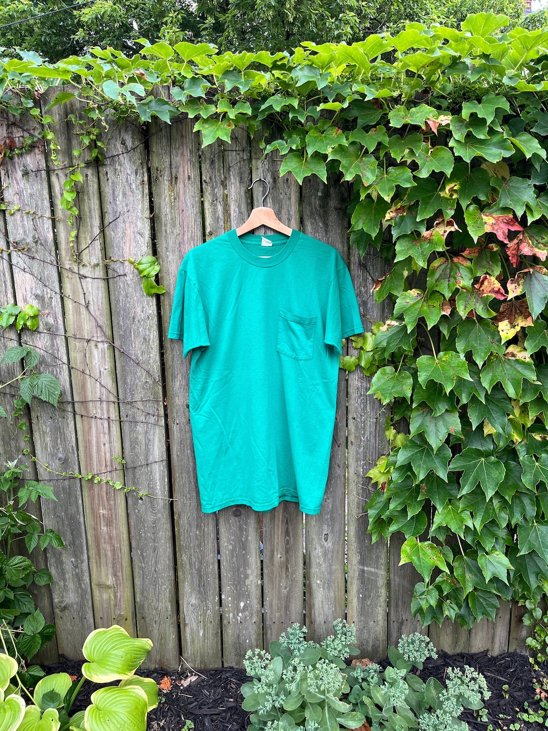 T-shirt Vintage Années 80 Vert - USA Football, Taille S (Jeunesse M), En Coton, Bon état