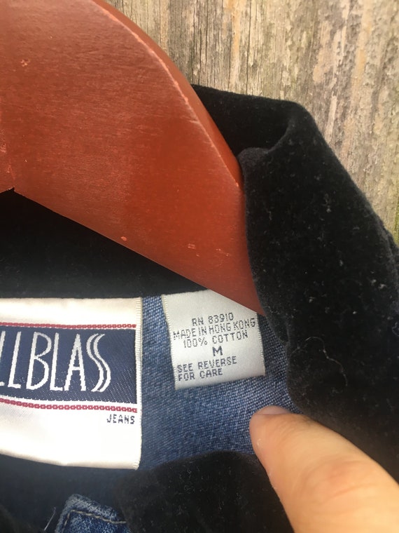 Vintage 90's Bill Blass Denim Vest and Black Velv… - image 6