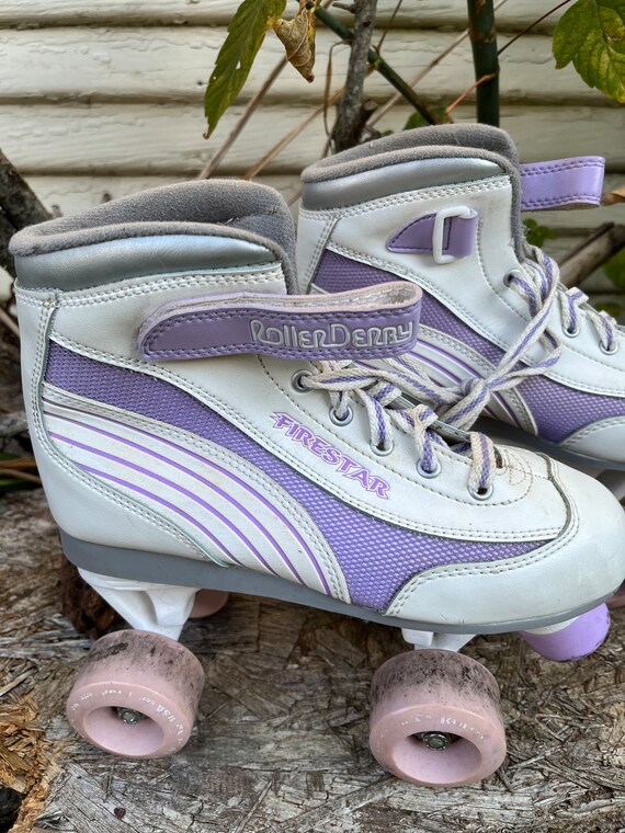 Vintage 90's Roller Derby Fire Star Purple and Wh… - image 5