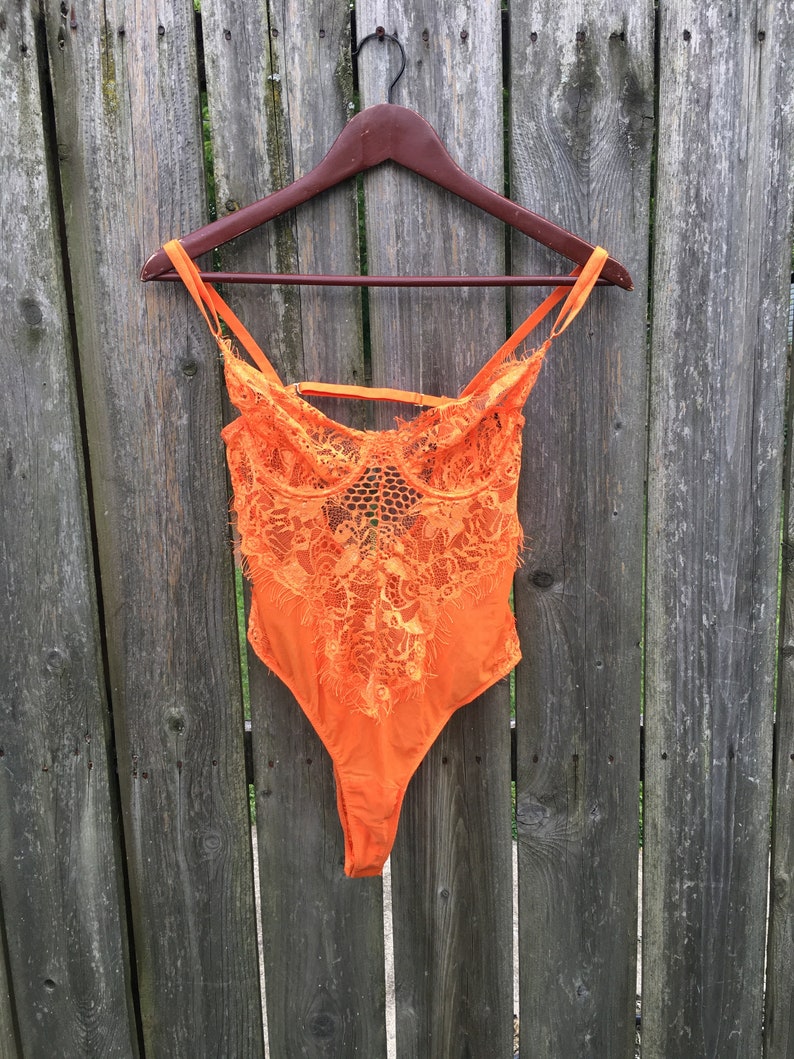 Vintage 2000's Windsor Orange One Piece Sheer Lace Thong | Etsy