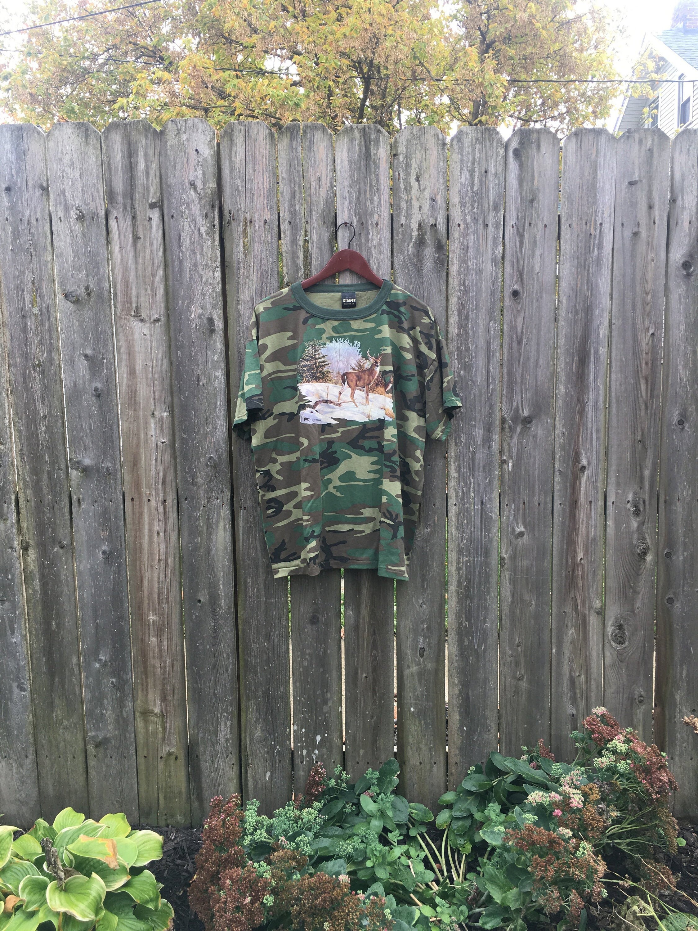 Vintage 2000 Stripes Made in USA Camouflage Iron on Deer in the 
