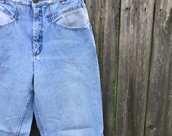 Vintage 80's Avveroe Light Wash High Waist Distressed Double
