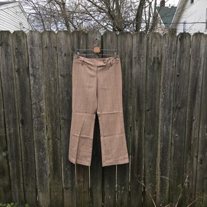 Vintage 90&#39;s Tracy Evans Limited Light Brown Plaid Pattern Low Rise Flare Leg Pants Size 11